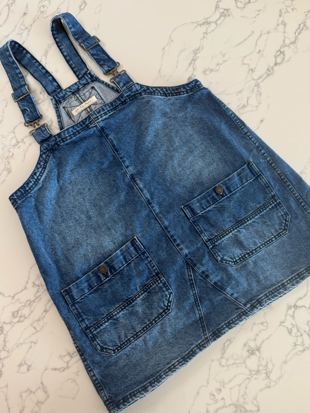 Free People Smock Mini Dress Denim Overalls - Sapphire Wash - Size Small - Picture 2 of 10